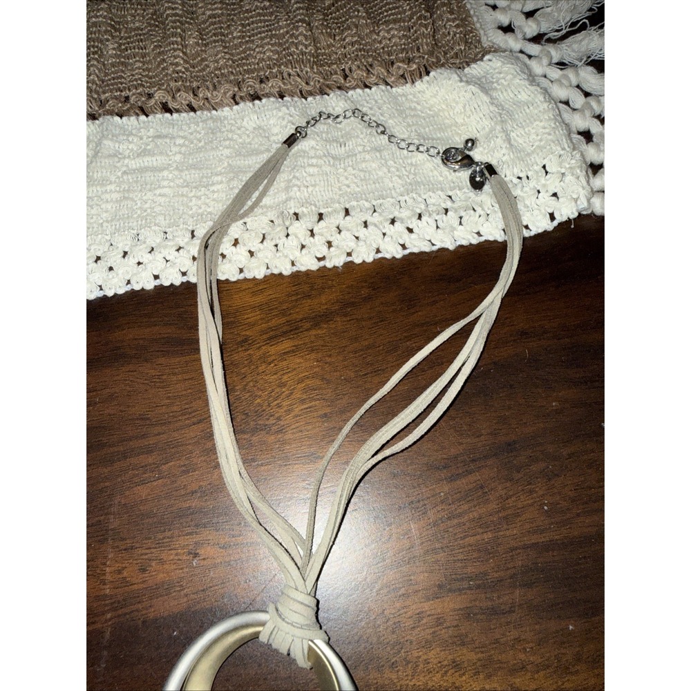 Chicos Double Crescent Pendant‎ Necklace with Cord Chain - Picture 2 of 4